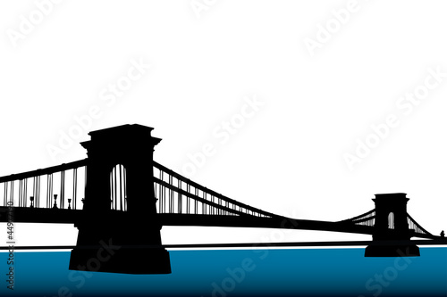 Photography A silhouette of a Chain bridge in Budapest, Hungary