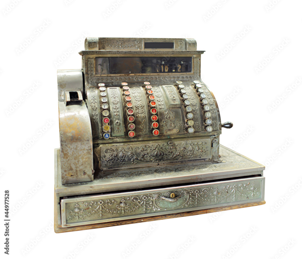 Antique crank-operated cash register Antique crank-operated cash register