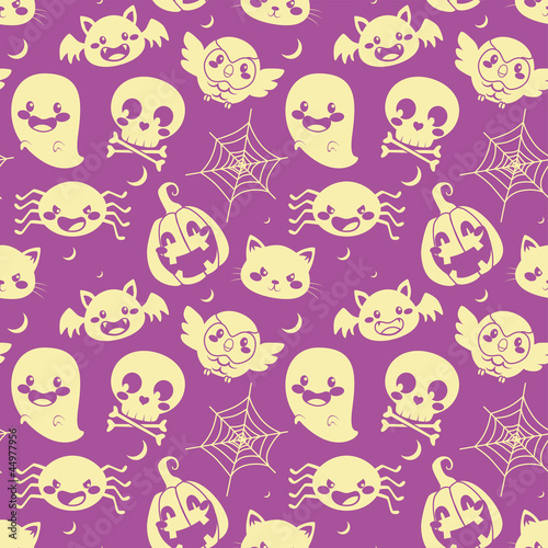 Seamless Halloween Pattern Purple Background
