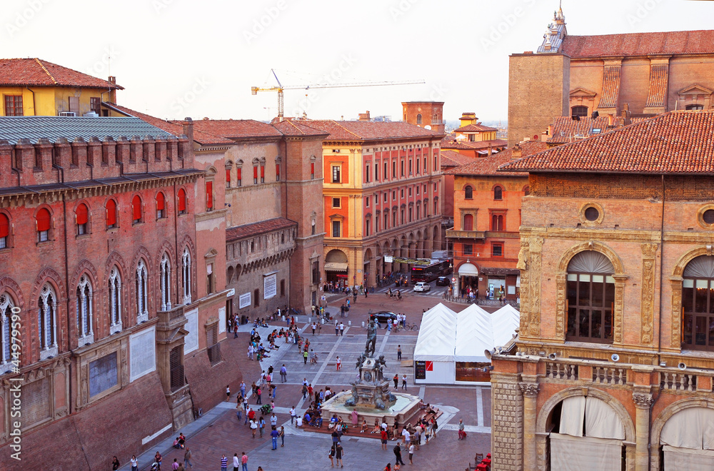 Italy, Bologna aerial view of the Neptune square
