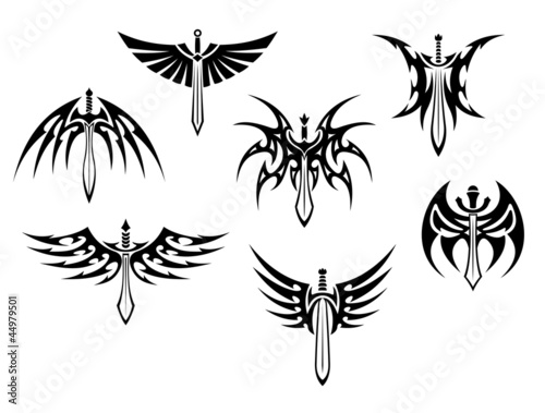 Swords and daggers tribal tattoos