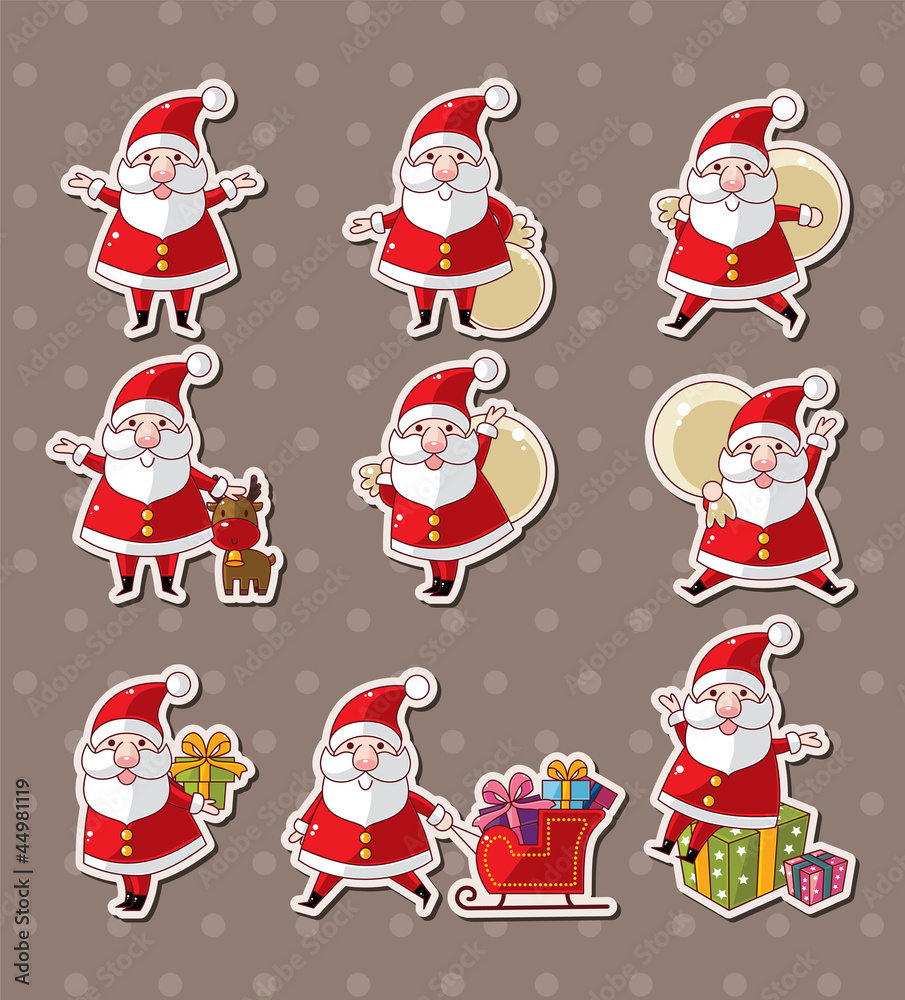 cartoon santa claus Christmas stickers