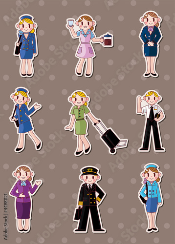 cartoon flight attendant/pilot stickers