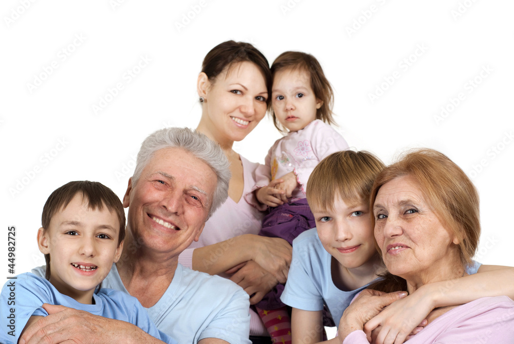 Happy Caucasian family of six