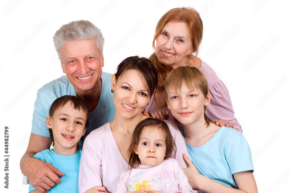 Happy Caucasian family of six