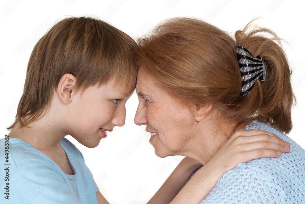 Happy Caucasian grandmother with her grandson Happy Caucasian grandmother with her grandson