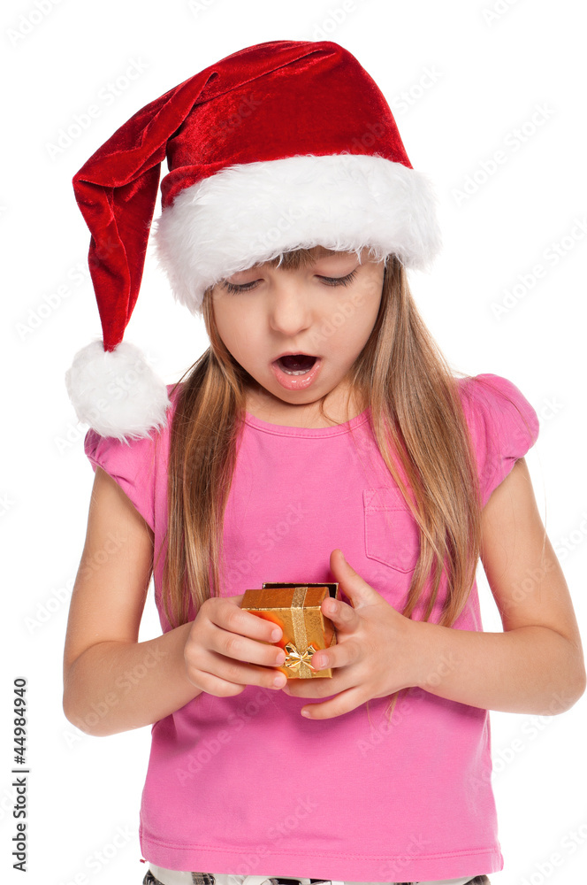 Little girl with gift box Little girl with gift box