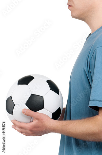 Man with classic soccer ball