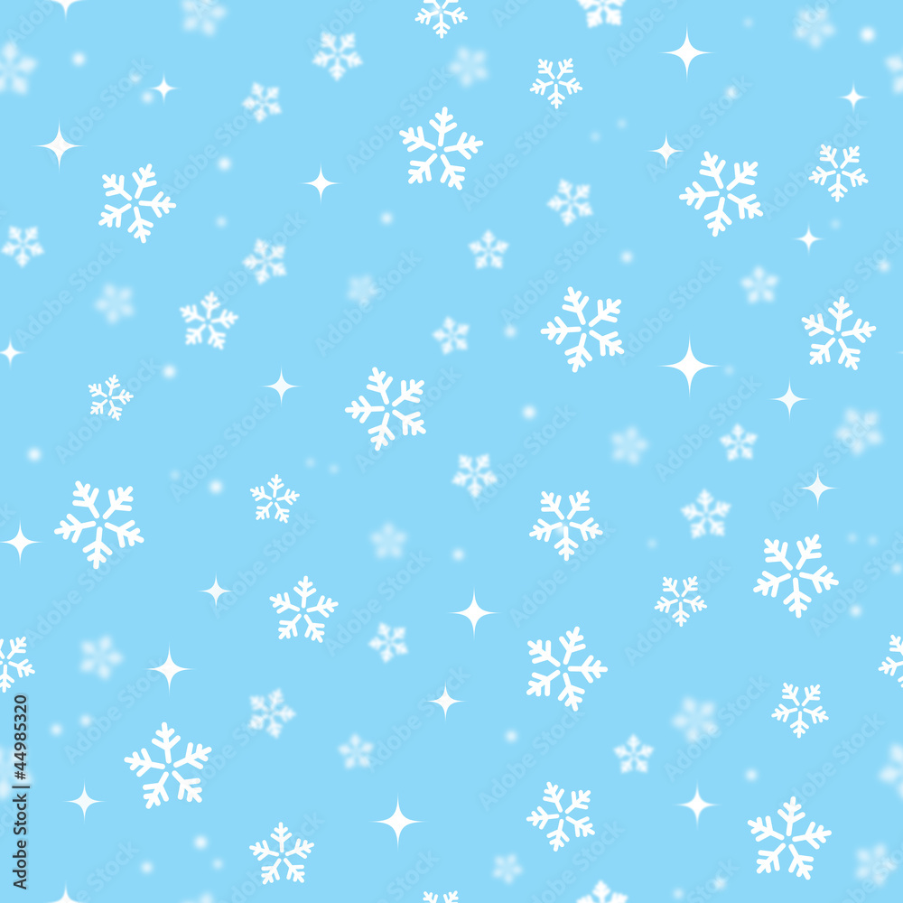 Snowflakes on blue sky - Christmas seamless background Snowflakes on blue sky - Christmas seamless background