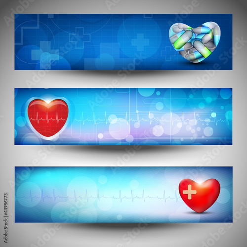 Set of medical banners or website headers. EPS 10.