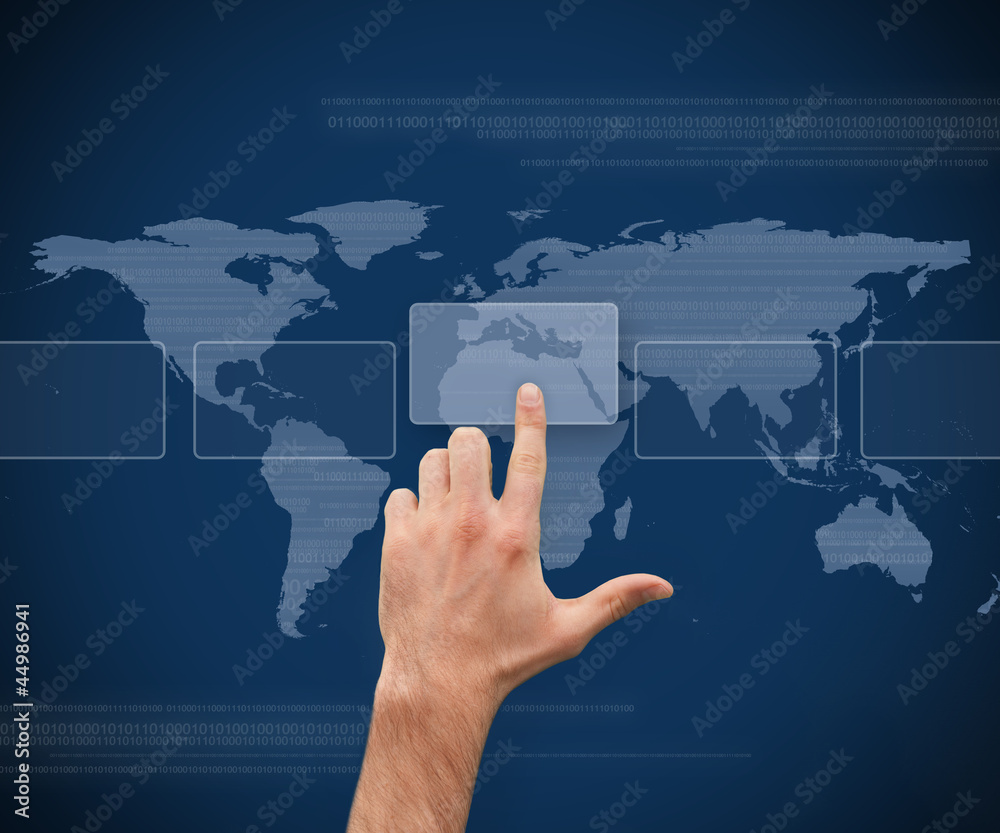 Hand selecting box from digital menu Hand selecting box from digital menu