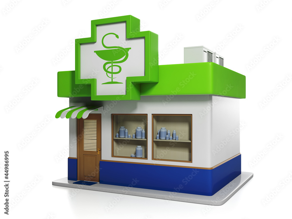 3d illustration: Medicine. Apothecary Building 3d illustration: Medicine. Apothecary Building