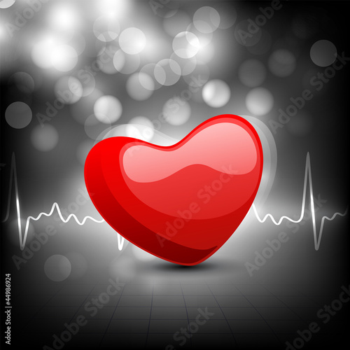 Cardiogram with red heart shape on grey background. EPS 10.