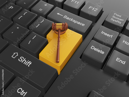 3d illustration of computer technologies. Keyboard with legal as