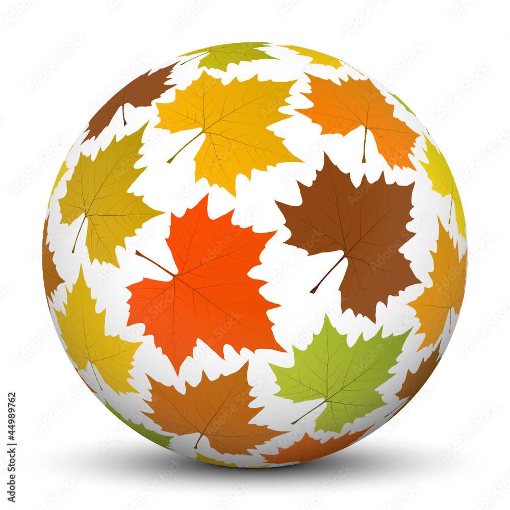 Kugel, Herbst, Oktober, Blatt, Leaf, Ball, Sphere, Autumn, 3D