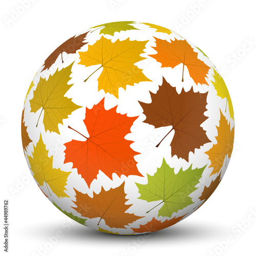 Kugel, Herbst, Oktober, Blatt, Leaf, Ball, Sphere, Autumn, 3D