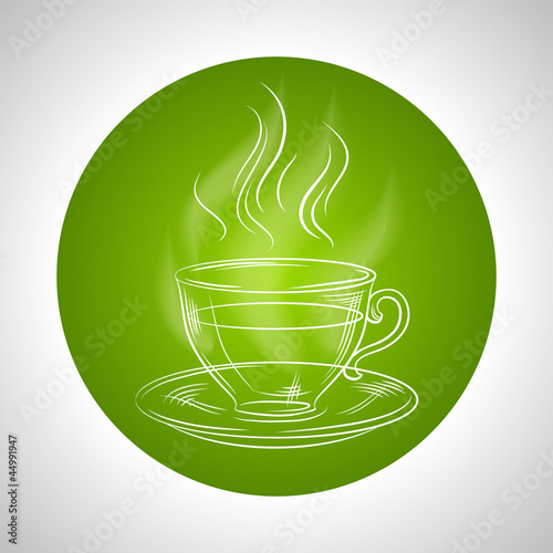 Design with cup of tea and place for text.