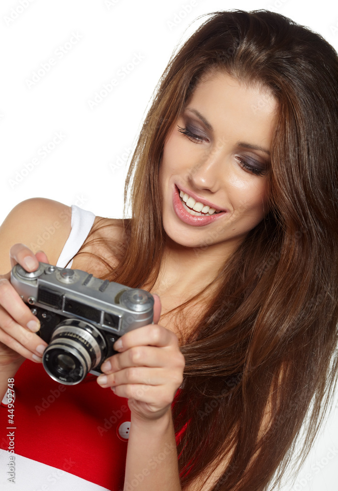 isolated studio picture from a young and beautiful woman with re isolated studio picture from a young and beautiful woman with re