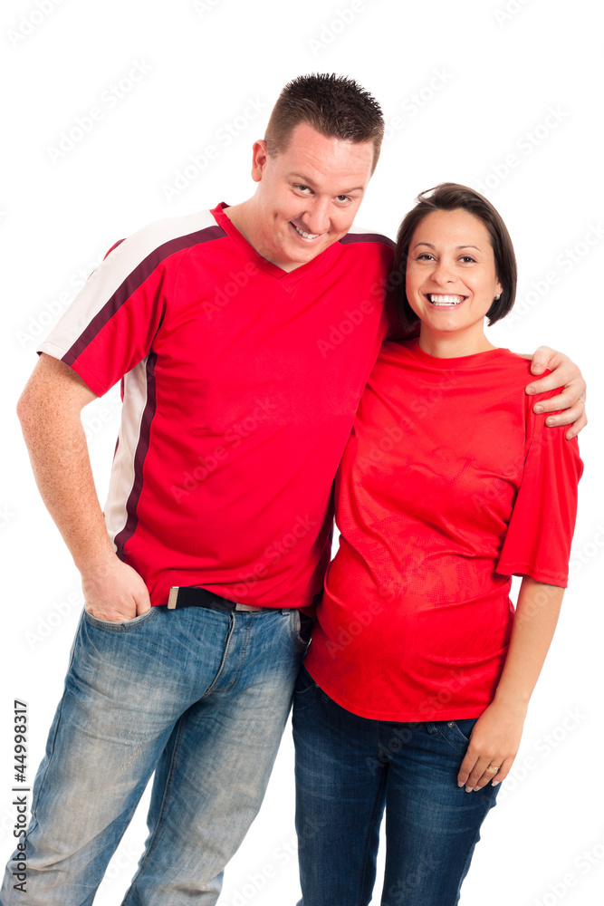 Fototapeta premium Young smiling pregnant couple