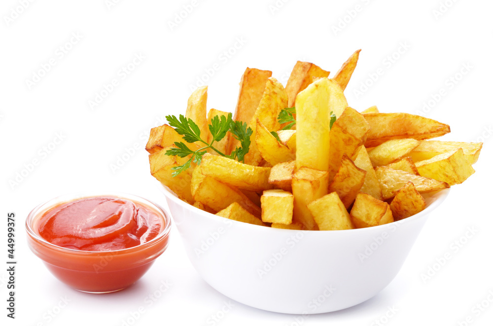 French fries with ketchup