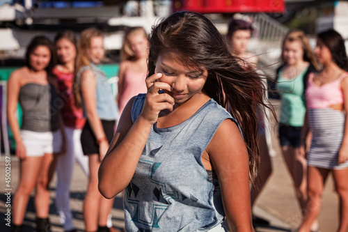 Shy Teenage Girl Looking Down