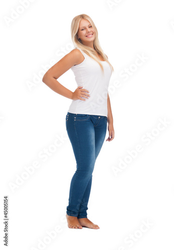 smiling teenage girl in blank white t-shirt © Syda Productions