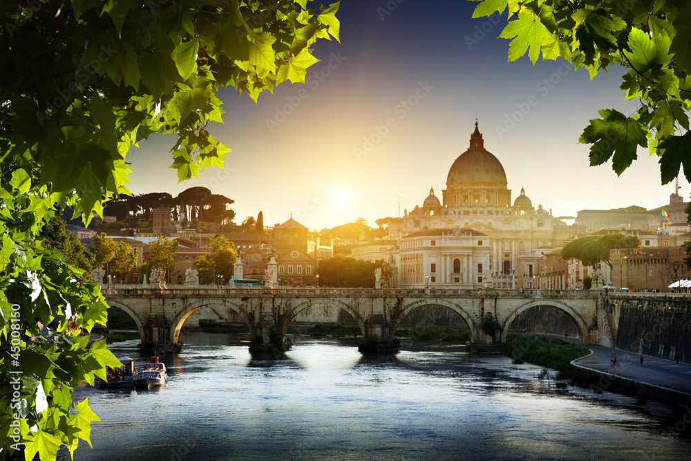 view on Tiber and St Peter Basilica