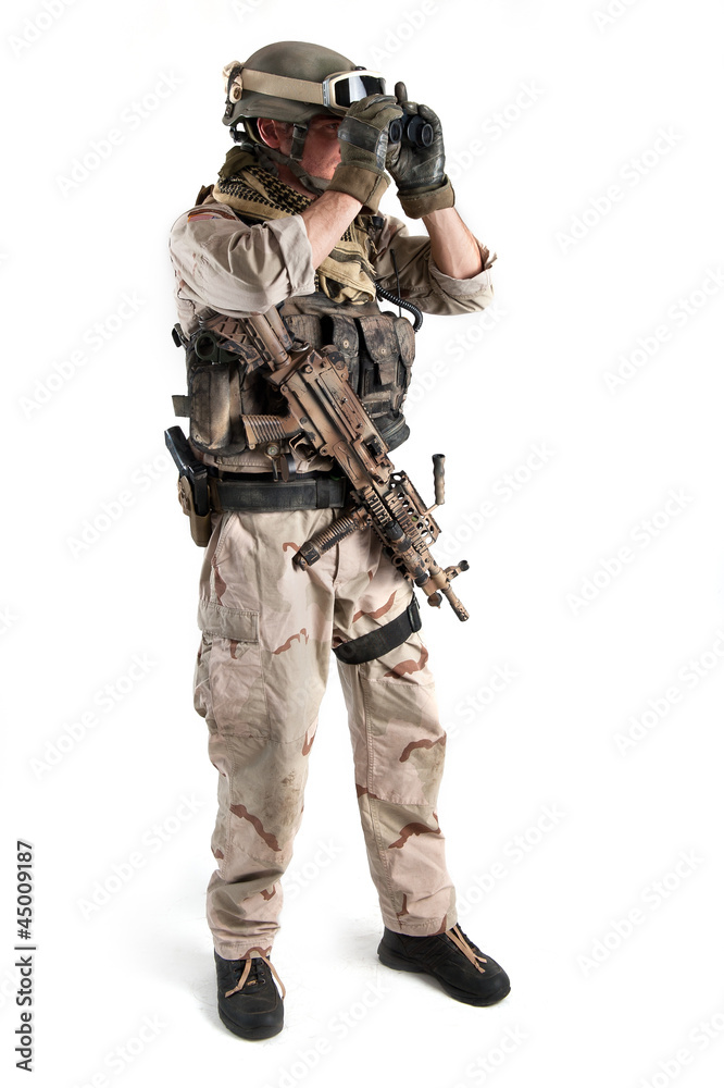 Soldier with binoculars outlet