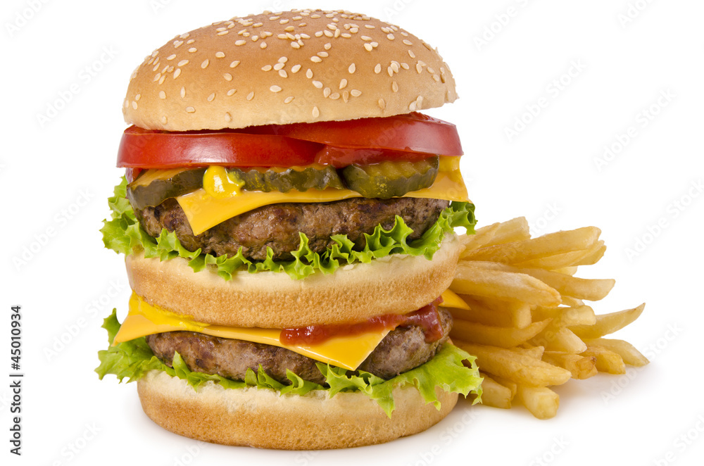 Burger and french fries Burger and french fries