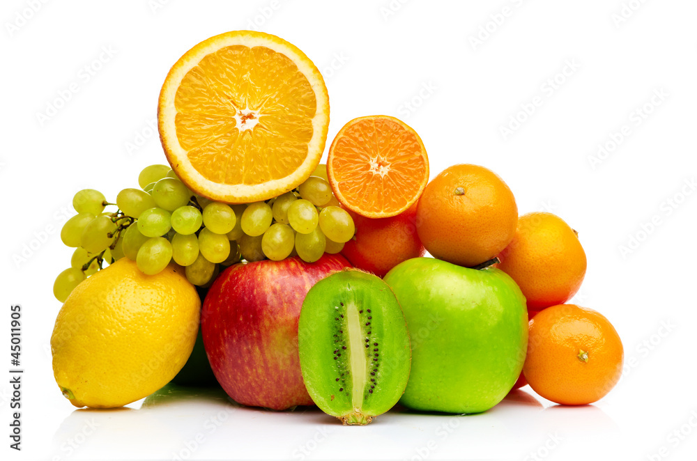 Composition with fruits isolated on a white Composition with fruits isolated on a white