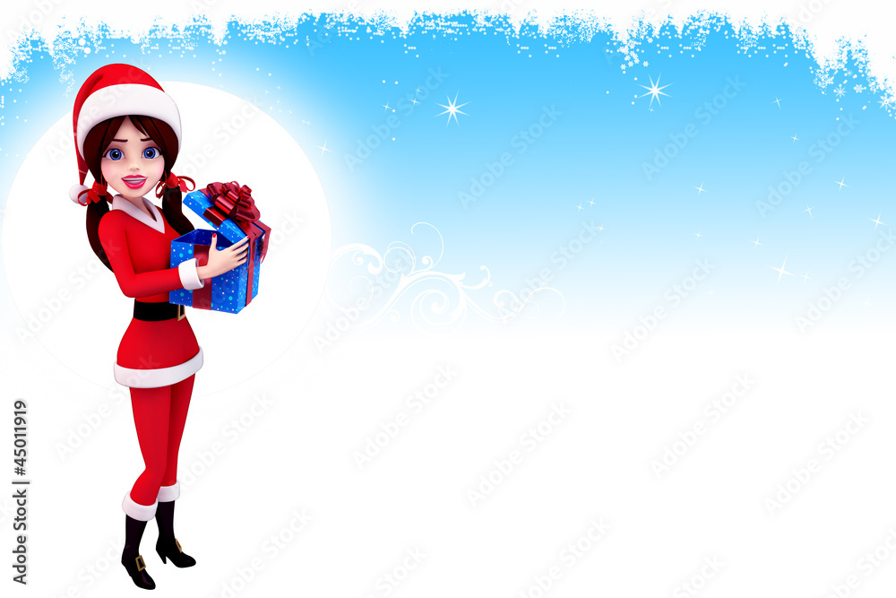 santa girl with gift box on iceland santa girl with gift box on iceland