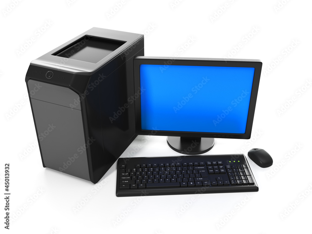 3d illustration of computer technologies. Computer on a white ba 3d illustration of computer technologies. Computer on a white ba