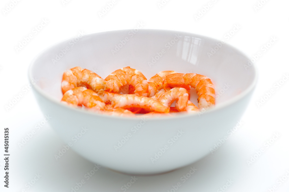 Hulled shrimp in the bowl Hulled shrimp in the bowl