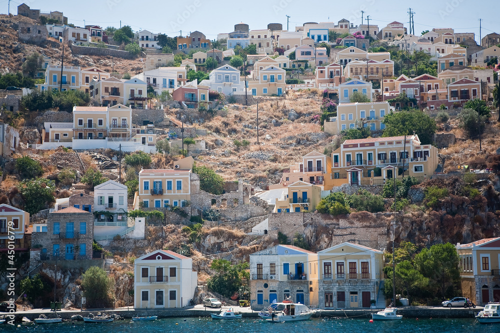 Greece  Dodecanesse  Island Symi. Colorful houses 