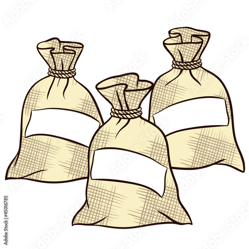 Vector sacks of flour, sugar and salt