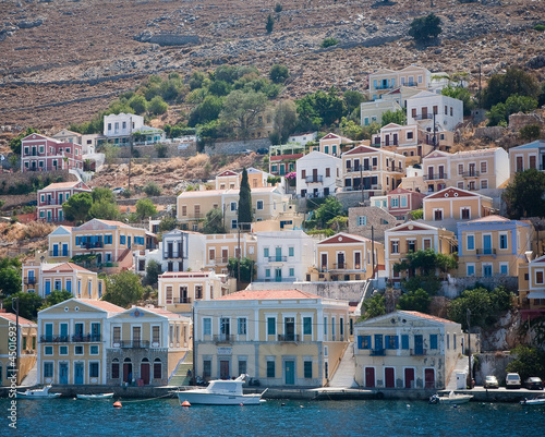 Greece Dodecanesse Island Symi. Colorful houses 