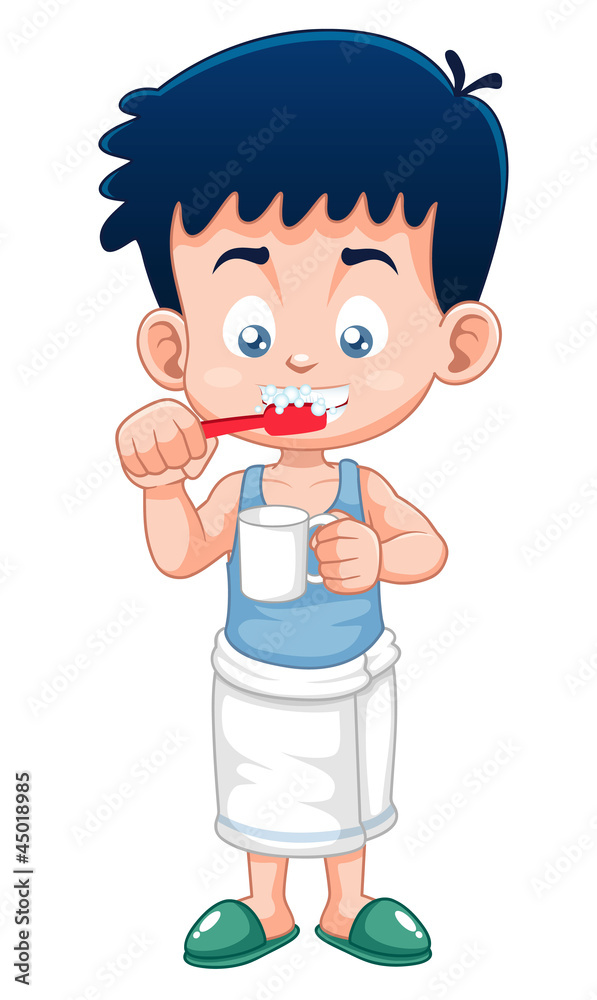 Vector illustration of Boy brushing his teeth Vector illustration of Boy brushing his teeth