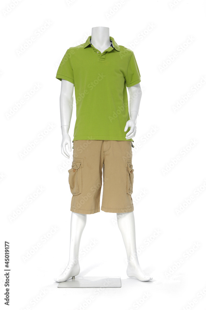 full length dressed in t-green shirt clothes on white background full length dressed in t-green shirt clothes on white background