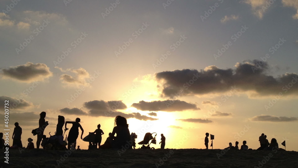 Sunset beach people time lapse Sunset beach people time lapse