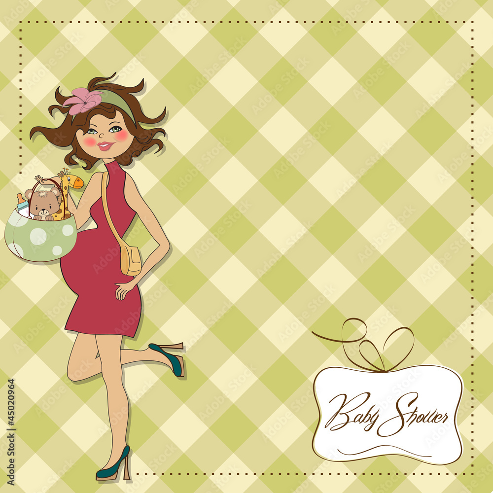 new baby announcement card with pregnant woman new baby announcement card with pregnant woman