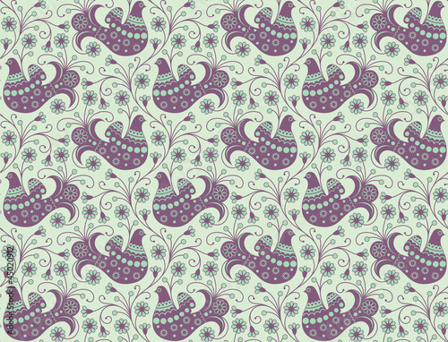 Seamless vintage background with birds