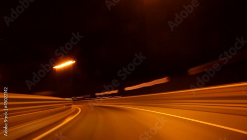 speed motion on night road