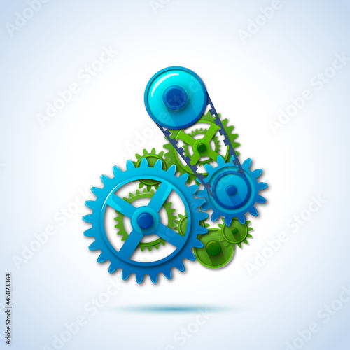 gears blue green
