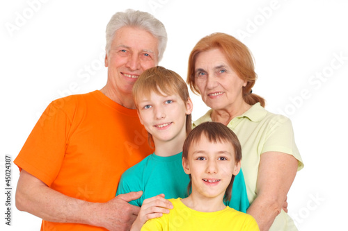 Pretty family in bright T-shirts