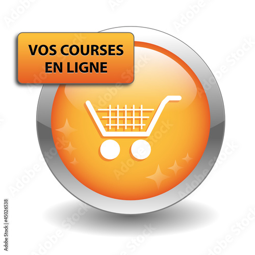 Bouton Web "VOS COURSES EN LIGNE" (achats e-shopping e-commerce)