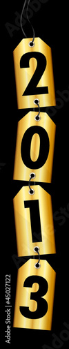 4 Golden Hangtags Among Each Other "2013" Black