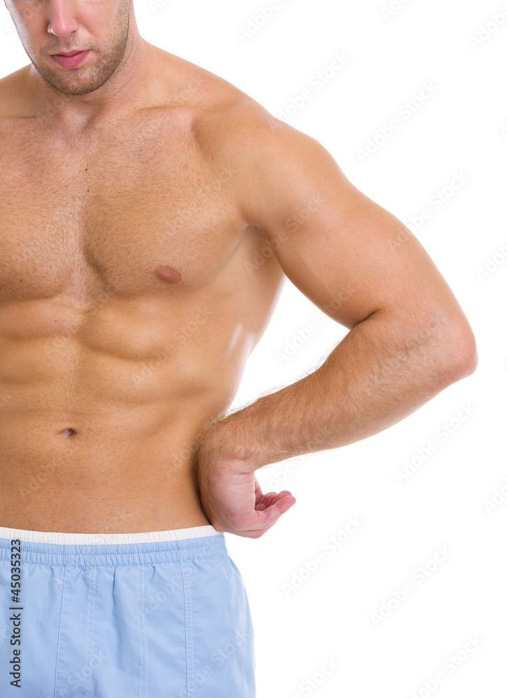 Closeup on strong abdominal muscles