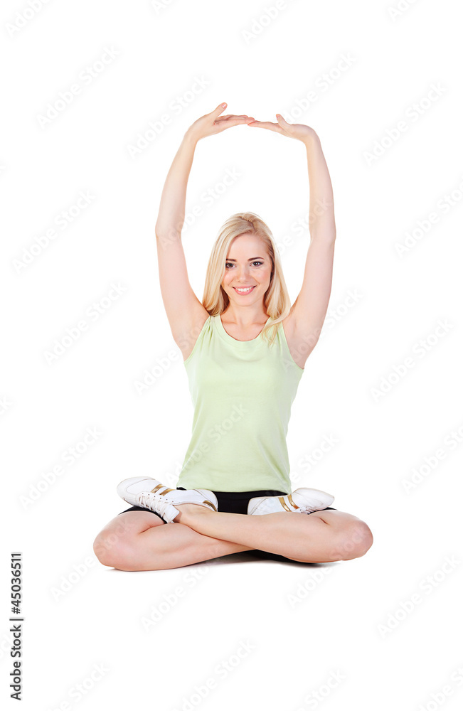 girl doing her exercise in lotus pose