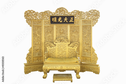 isolated Chinese Imperial throne in Forbidden City, Beijing, Chi