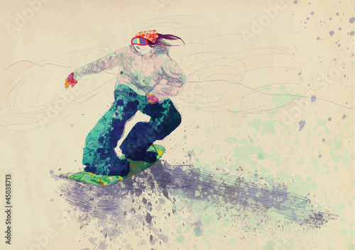 snowboarder - hand drawing